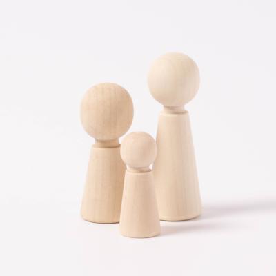 China Wholesale Cheap Price Eco-friendly Material Peg People Diy Natural Unpainted Wooden Peg Dolls for sale