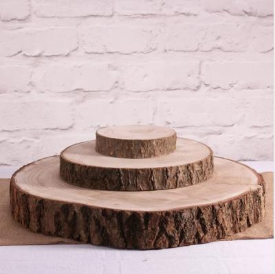 China Europe Natural Unfinished Log Slices Circles with Tree Bark Log Discs for DIY Crafts Wedding Party Painting Decoration for sale