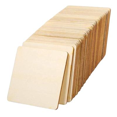 China Europe 72 Piece Unfinished Square Border-Ray Wood Slices Coasters Decoration for sale