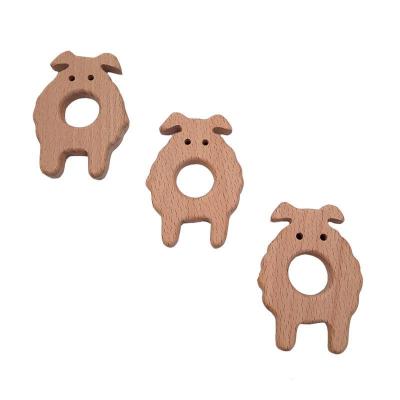 China Safe Wholesale Baby Teething Bracelet Accessories Sheep Shape Infant Wood Teether for sale