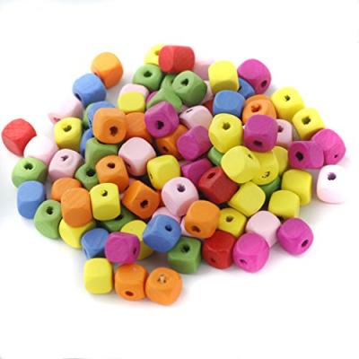 China 10*10mm Candy Safe Color Wooden Beads Diy Square Multi Colored Wood Beads For Jewelry Making Spacer Beading Have Hole for sale