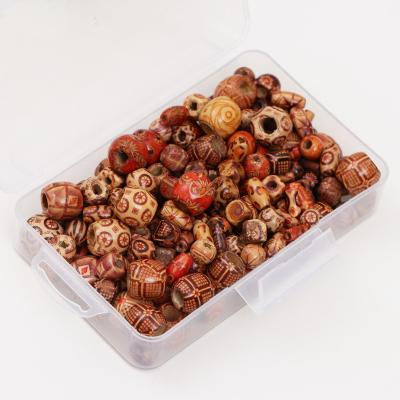 China Safe Eco - Friendly Big Hole Decorative Maple Printed Wooden Beads For Hair for sale