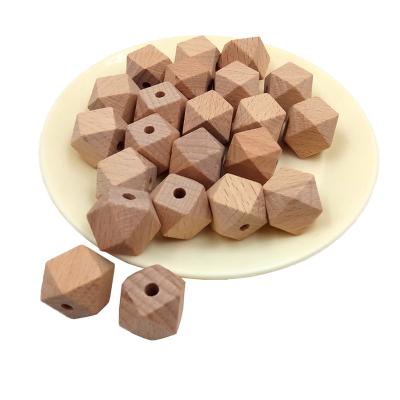 China 30mm in 20mm Faceted Cube Necklace Beads Beech Hexagon Safe Wooden Beads for sale