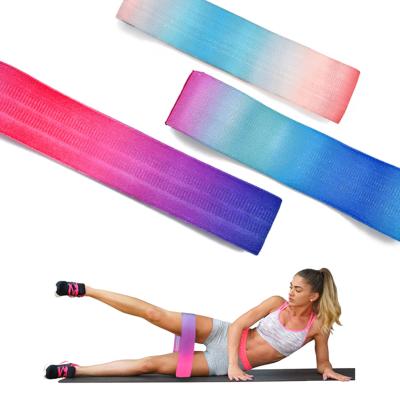 China New Premium Color Gradient Color Fabric High Elastic Circle Hip Circle Elastic Strength Training Gym Resistance Band for sale