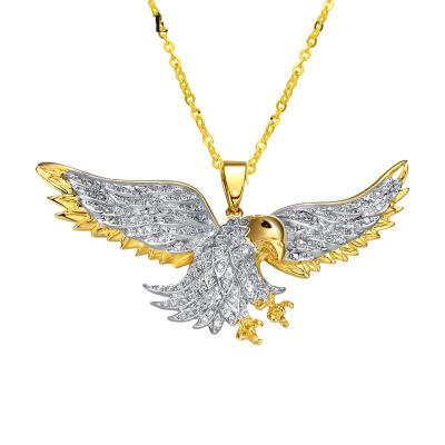 China Hiphop JEWELRY JASEN Sterling Silver 925 18k Gold Plated Iced Out Eagle Animal Pendant Necklace Hip Hop Jewelry for sale