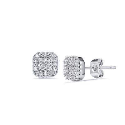 China CLASSIC Jasen Jewelry Brass Micro Pave Hip Hop Stud Earring For Woman And Man for sale