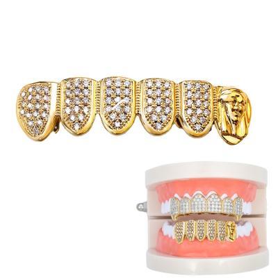 China Wholesale Custom Hiphop Jasen Jewelry 925 silver 18k gold micro pave CZ iced out decorative hip hop trend teeth grillz for sale