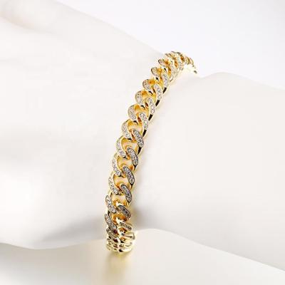 China Jasen Jewelry New Design Fashion Hip Hop Chain White CZ Cuban Link Bracelet For Man for sale