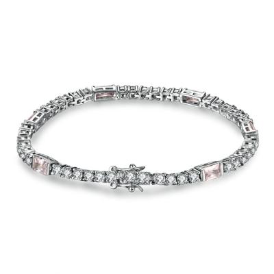 China Hand Jewelry Color CZ Environmental Friendly 5A Hip Hop Available Pave Crystal Rhinestone Tennis Chain Bracelet For Man for sale