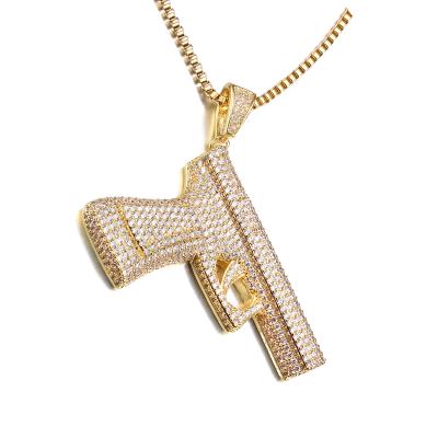 China Custom Hiphop JASEN JEWELRY factory price iced out silver bling bling street hip hop jewelry gun pendants for sale