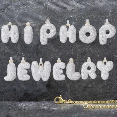 China Hiphop Jasen Jewelry 14K White Gold Necklace Zircon Plated Iced Out Letter 925 Silver Pendant for sale