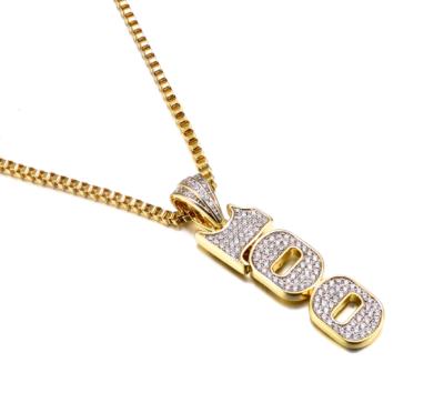 China Hiphop JASEN JEWELRY gold silver necklace dollars100 number pendant pendant for sale