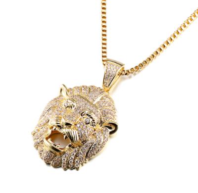 China Hiphop Gold Plated Hip Hop Fashion Animal Lion Head Pendant Jewelry for sale