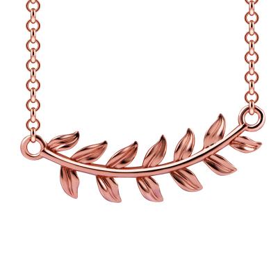 China Jasen Jewelry Popular Design Rose Gold 925 Fashionable Women's Silver Leaf Pendant for sale