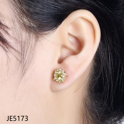 China JASEN FASHION JEWELRY 925 3 Silver Colors Round Cut CZ Micro Pave Bling Stud Earring For Women for sale