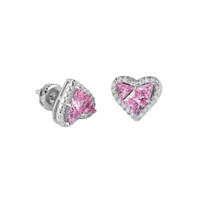 China CLASSIC jasen jewelry fashion 925 silver color CZ heart stud earring for girl for sale