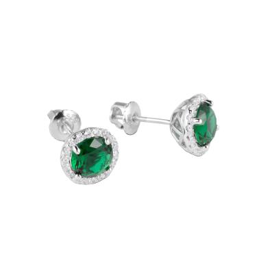 China CLASSIC Jasen Fashion Elegant Design Sterling Silver 925 Color Green CZ Stud Earring Jewelry for sale