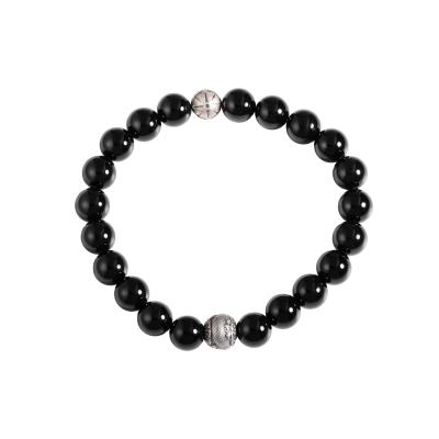 China CLASSIC macrame bracelets with silver beads and 8mm black onyx for sale