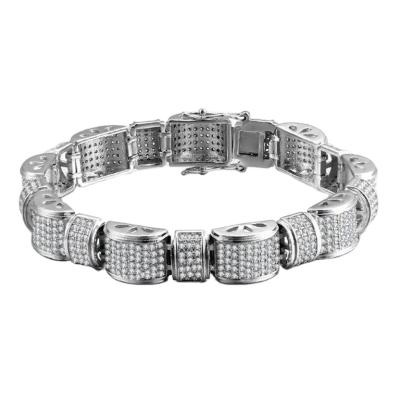 China JASEN JEWELRY FASHIONABLE Micro Pave Brass Zirconia Stone Mens Hip Hop Bracelets for sale