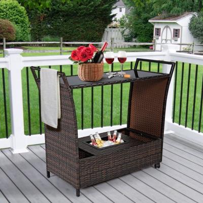 China Modern Patio Rattan Kitchen Cart Rolling Cart for sale