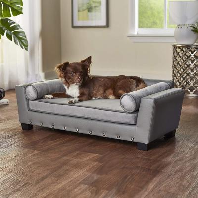 China Hand Wash Wooden Cat Couch Sofa Lounge Solid Pet Bed Dog PU with Velvet Sleep Dog Cat Sofa Bed for sale