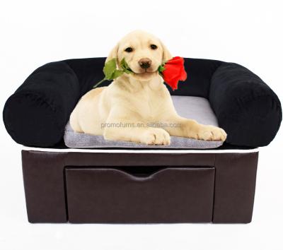 China PU Sofa Bed Lounge With Storage PU Sofa Couch Dog Cat Wooden Sponge Sleep Puller for sale