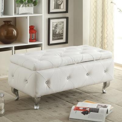 China Modern White Crystal Tufted Storage Bench for sale