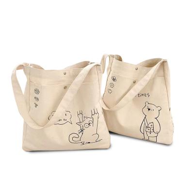 China Reusable Environmental Friendly Cotton Cosmetic Bag Recycled Organic With Shoulder Shopping Bag Cotton Canvas Tote Bag for sale