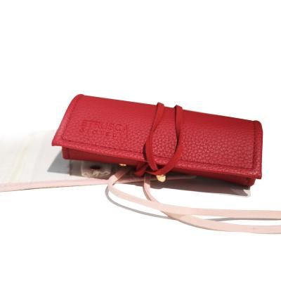 China Eco-friendly Classic Leather Zipper Pouch Eco-friendly Travel Design Jewelery Organizer Collection Folding Jewelry Roll for sale