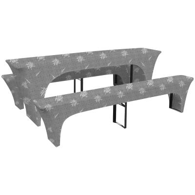 China Durable Printed Stretch Spandex Beer Table Cover Bench Cover For Rectangle Beer Table And Bench In Germany for sale