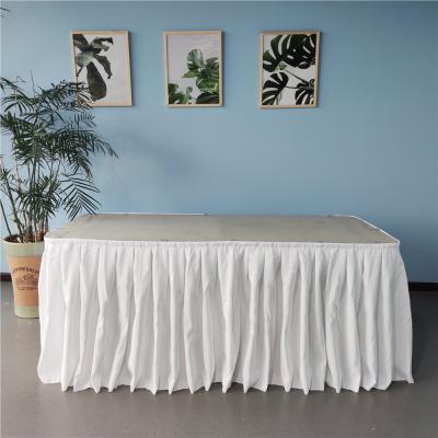 China Wholesale 6ft Durable Rectangular Ruffled Pleated Party Table Skirt Wedding for sale