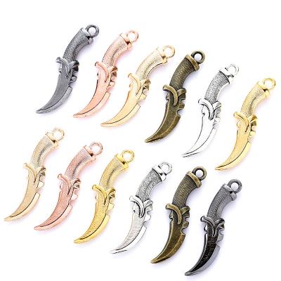 China Hiphop 100pcs/bag 6 Color Charms Dagger Pendants Antique Jewelry Making DIY Handmade Craft M69 for sale