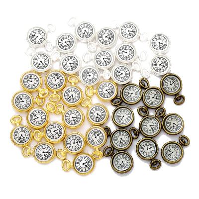 China Cute Enamel Clock Charms Antique Bronze Metal Watch Pendants Fit Necklace Bracelet DIY Charms For Jewelry Making W80 for sale