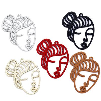 China TRENDY Fashion Woman's Alloy Spray Painting Beauty Face Charms Pendant for DIY Earring Jewelry Making Findings Supplies W195 for sale