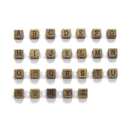 China 26pcs/set 6*6mm Square Metal Letter A-Z Alloy Bead Spacer Bead Charm For Diy Bracelets Beaded Jewelry Handmade Making for sale