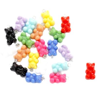 China Cute 10 Colors Little Bear Solid Color Resin Earring Charms Diy Findings Key Chain Necklace Bracelets Pendant For Jewelry Making for sale