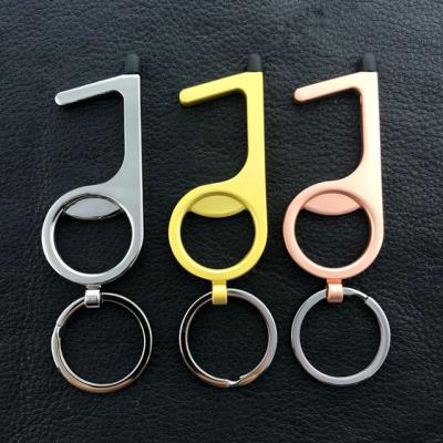 China No Touch Bulk Luxury No Touch Bottle Door Opener Tool Metal Key Ring Chain Self Defense Keychain for sale