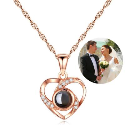 China FASHIONABLE Peach Heart 100 Sterling Silver Tilted Projection Pendant Necklace S925 I Love You for sale