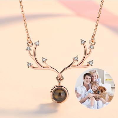 China Link Chain 925 Sterling Silver A Deer Road Has You Projection Necklace Jewelry 100 Tongues Titanium Steel I Love You for sale