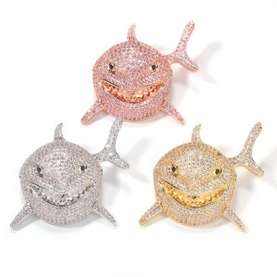 China Men's Hip Hop Zircon Shark Pendant Men's Hip Hop Personality Tide Brand Necklace Club Accessories for sale