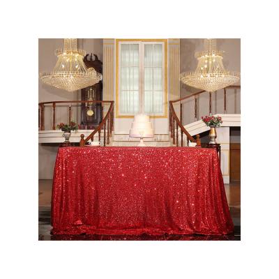 China Hot Sale European Classical Birthday Party Wedding Round Banquet Rectangulatable Household Hotel Table Cloth Sequin Cloth Anti Scalding Table Skirt for sale