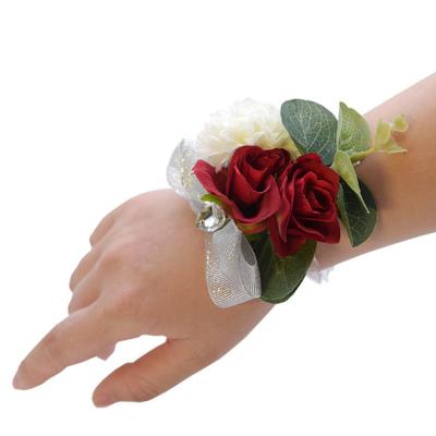 China 7 styles wedding supplies wrist decorative white blue red flower corsage simulation decorative flower for sale