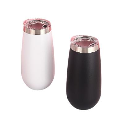 China Wholesale Wedding Modern Supply Holiday Party Style Unbreakable Multicolor Powder Coated Insulated Matte 6 oz Wine Glass Mug With Lid for sale