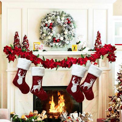 China High Quality Sweet Christmast Ornament Christmas Stocking Socks with Santa and Elks for Christmas Celebration for sale