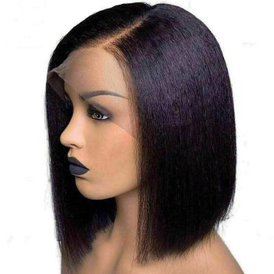 China High Quality Virgin Straight Human Hair Glueless Full Hd Human Bob Lace Front Wigs For Airing for sale