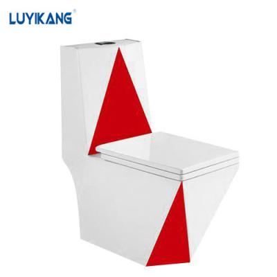 China Y2058C Double-flush Toilet One-piece Ceramic Sanitary Toilet Square Shape Colored Washdown Ceramic Toilet for sale