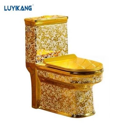 China MT09 Modern Double-Flow Gold Ceramic One Piece Toilet Bowl Plated Ceramic Holder Sink WC Bowl Bathroom Toilet WC Seat for sale