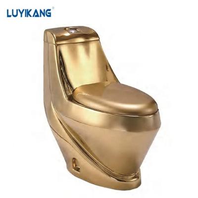 China Gold Color Double-flush MT02 Ware Bathroom Golden Toilet One Piece Toilet Floor Washdown Ceramic Sanitary Ware for sale