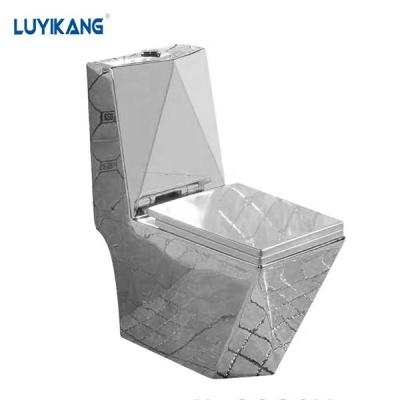 China Y873 Double-flush Gold Fancy Color Plated Ceramic WC Toilet and Sink Set Bathroom Luxury Hotel Toilet Bowl Set for sale