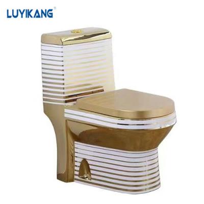 China Double-flux Y5209 Golden Ware Fancy Toilet Chinese Ceramic Golden WC One Piece Bathroom Sanitary Ware for sale